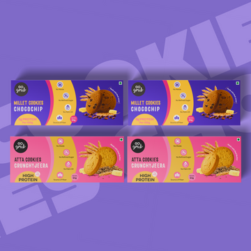 2 Cookies Combo Pack – Millet Chocochip + Atta Jeera  | Pack of 4 | 256g |