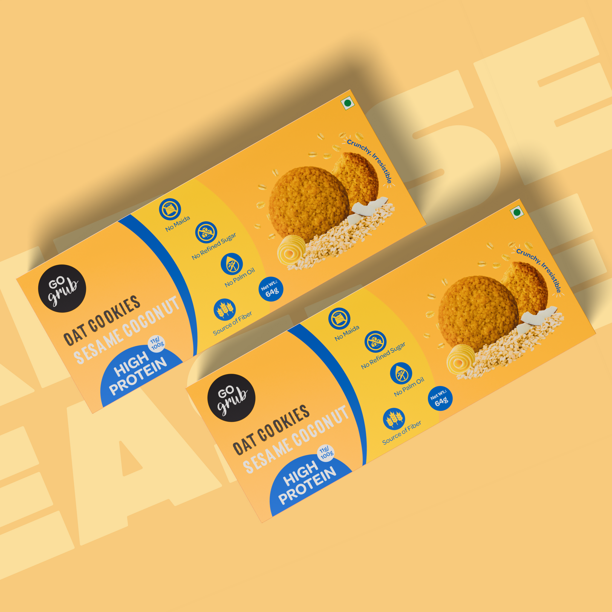 Sesame Coconut Oat Cookies | No Maida | No Refined Sugar | High Protein | No Palm Oil | 64g